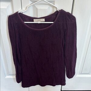 LOFT Plum Lace Long Sleeve Top